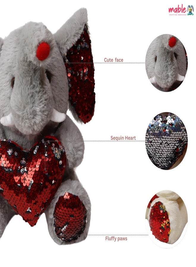 MABLE لعبة فيل ناعمة من مابل، 30 سم، لعبة محشوة ناعمة للبنات والأولاد، لعبة فيل ناعمة لطيفة، هدية للحبيب أو الزوج أو الزوجة - Image 2